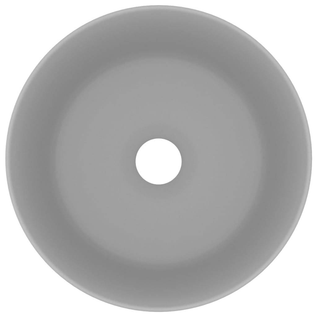 vidaXL Lavandino Lusso Rotondo Grigio Chiaro Opaco 40x15cm in Ceramica