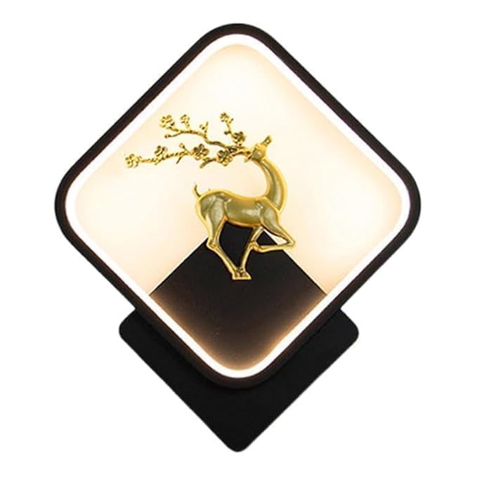 Image of Home Decore Led Fancy Wall Light,Night Lamp,Decorative Lamp,Wall Hanging Lights for Bedroom,Living Room,Color(Warm White+Natural White+Cold White).(Black Squar Deer)(Pack of 4)