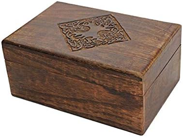 NIRMAN Handmade Wooden Jewellery Trinket Box Keepsake Storage Organizer with Hand Carved Celtic Design