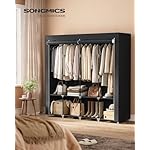 SONGMICS Portable Closet, Wardrobe Closet Organizer with Cover, 4 Hanging Rods and Shelves, 4 Side Pockets, 66.9 x 17.7 x 65.7 Inches, Large Capacity for Bedroom, Living Room, Ink Black URYG094B02 - Image 2