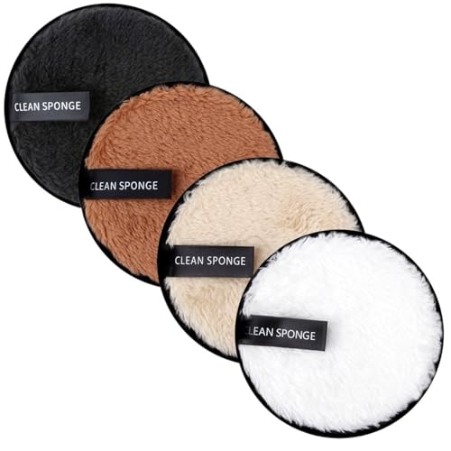 4pcs Reusable Discs Makeup Remover Pads Microfiber Cloth Face Cleansing Towel Skin Care Washable Sponges Puff Clean Cosmetic(Style7)