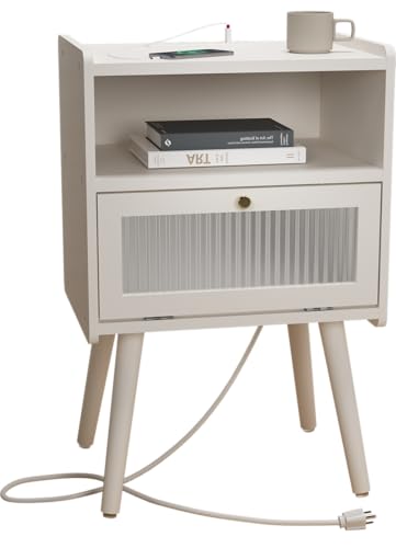 Mid Century Soowery Glass Door Nightstand