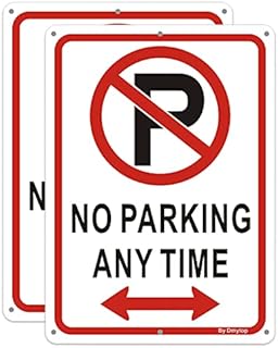 2 Pack "No Parking Any Time" Sign | 25 x18cm Reflective Aluminum, Easy Mounting, Rust-Free/Fade Resistance, UV Protected
