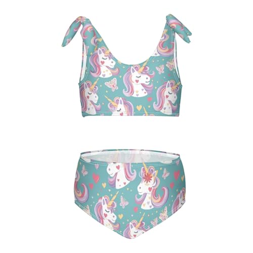 Wusikd Cute Unicorn Face Girls Swimsuits Two Piece Butterflies Swimwear Bikini Set for for Girls Size 3T