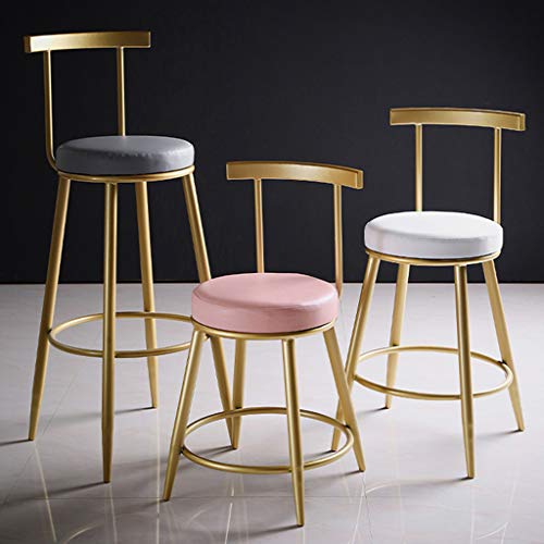 Tabouret de bar de cuisine dossier arc confortable similicuir blanc - 5