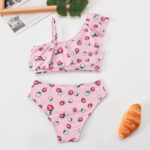 Yruioon Mädchen Bikini 3-teilig Mit Rock - Blumen Druck Badeanzug - Polyester/Elasthan