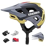KINGBIKE MTB-Helm mit verstellbarem Visier & Action-Kamera-Halterung NTA-8776 E-Bike-zertifizierter Mountainbike-Helm für Erwachsene Herren Damen Downhill-Cycling (Grau Khaki, M)
