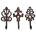 Shabby Chic Decorative Wall Hooks - Set of 3 - Cast Iron French Country Wall Decor - Farmhouse Hangers for Coats, Purses and More - Copper with Black