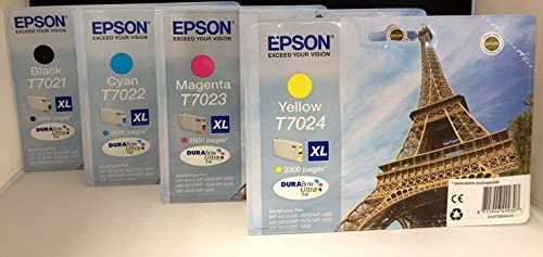 Cartouches d'encre Epson T7021 à T7024 XL d'origine série Tour Eiffel Multipack de 4 couleurs