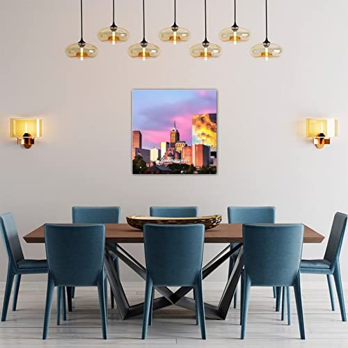 Skyline Indianapolis panneau bois décoration murale vintage salon et entrée 40x40 cm