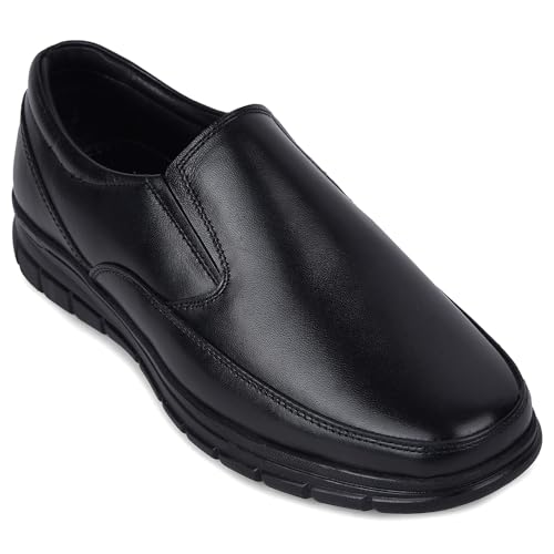 Image of Liberty Fortune HML-90E Formal Shoes for Men - Black & Brown Genuine Leather Slip-On Moccasins | Cushioned Leather Insole, Office, Boardroom, Wedding, Interview, Festive & Formal Dress Shoes
