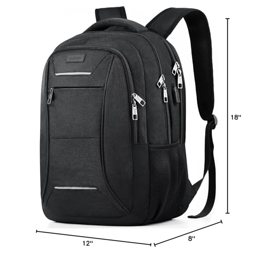 Image of BIKROD Travel Laptop Backpack for Men and Women, 17 Inch Large School Backpacks for Teens, Business Anti Theft Durable Back Pack, Water Resistant Computer Bag, Black