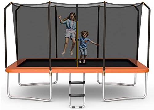 Giantex Trampoline, 8 FT x 14 FT ASTM Certified Rectangular Trampoline with Enclosure, Ladder, Double-Side Galvanized Steel Frame, Max Load 440 Lbs, Outdoor Recreational Trampolines for Kids, Adults