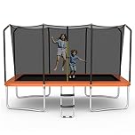 Giantex Trampoline, 8 FT x 14 FT ASTM Certified Rectangular Trampoline with Enclosure, Ladder, Double-Side Galvanized Steel Frame, Max Load 440 Lbs, Outdoor Recreational Trampolines for Kids, Adults