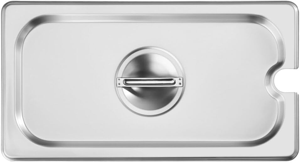 New Star Foodservice 1/3 Size Steam Table Pan Cover, Notched, 18/8 Stainless Steel, 24-Gauge