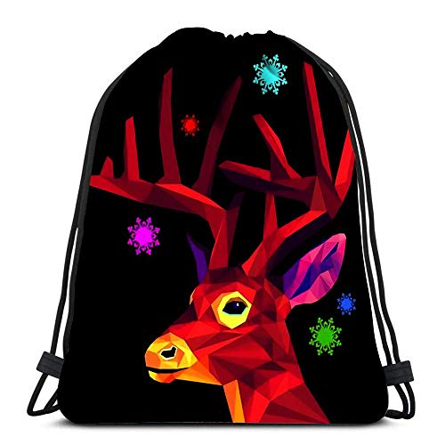 Lmtt Mochilas con cordón Siluetas de Renos en la Cabeza Blanca de Ciervo Retrato Animal