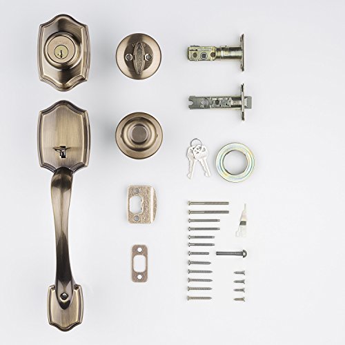 Kwikset 96870-098 Belleview Single Cylinder Handleset With Tylo Knob Featuring Smartkey Security In Antique Brass #TOP7