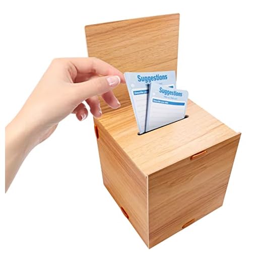 Ballot Box Solid Wood Donation Vote Case Charity Donation Office Suggestion Cube Box for Business Vintage Texture Vote Boxes Secure and Safe Suggestions Box Reusable Office Supplies