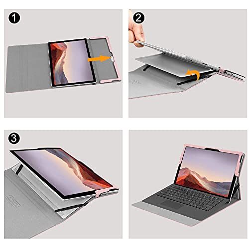 Image of Fintie Case for 12.3 Inch Microsoft Surface Pro 7 Plus, Surface Pro 7, Surface Pro 6, Pro 5, Pro 4, Pro 3 - Portfolio Business Cover with Pocket, Compatible with Type Cover Keyboard (Rose Gold)