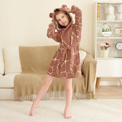 Bath Robe Girls Gold Marble Vintage Texture Hooded Robes4