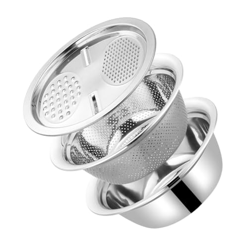 iplusmile 多機能ステンレス製??盆 点入り 大容量深型排水ボウル付き 野菜おろし器とスライサー ひきおろし用 スライス種 野菜果物洗浄兼用