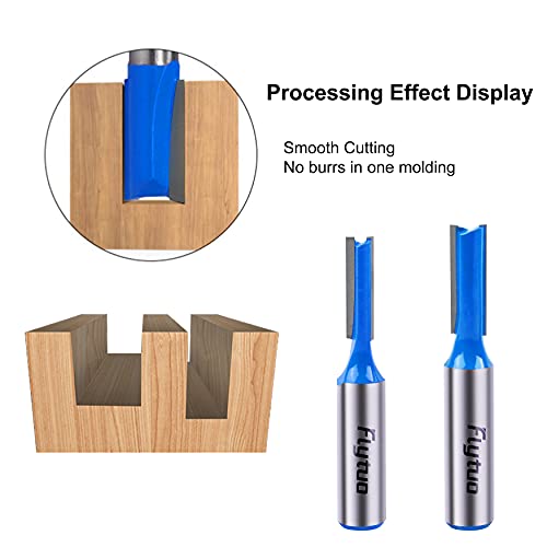 Flytuo Straight Dado Cut Router Bit 1/2 Shank, 3Pcs Double Flute Plywood Straight Cut Router Bit Set For Create Groove, Dado With Diameter 1/4", 3/8", 1/2" #TOP3