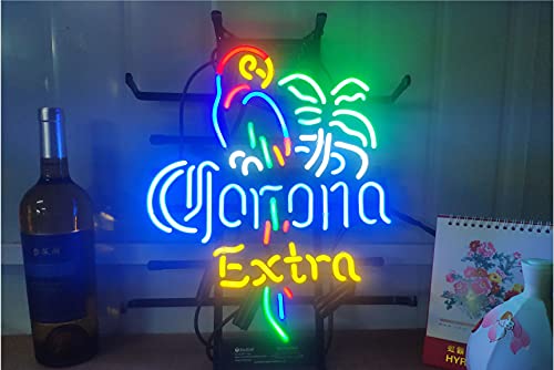 FINEON Parrot Tree Real Glass Tube 17(w) insx13(h) ins Neon Sign Light for Beer Bar Pub Garage Room Bedroom Windows Gift Billboard