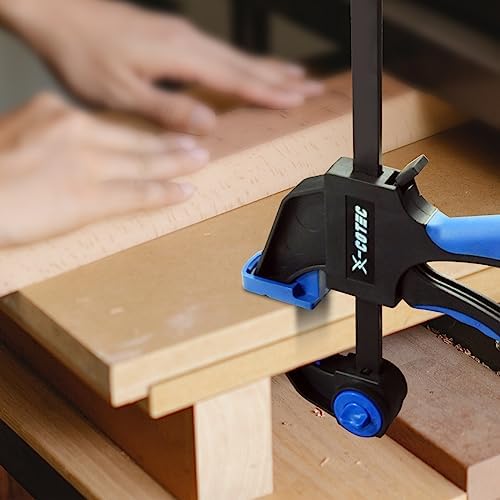 X-COTEC 6-Inch/155mm Clamps Woodworking, Ratchet Bar Clamp Set 4PC, Quick Release Woodworking Clamps, One Handed Wood Clamps, Ideal for DIY Projects, 2-Pack Blue