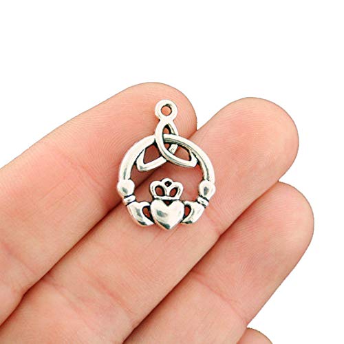 8 Irish Claddagh Antique Silver Tone Charms - SC7537