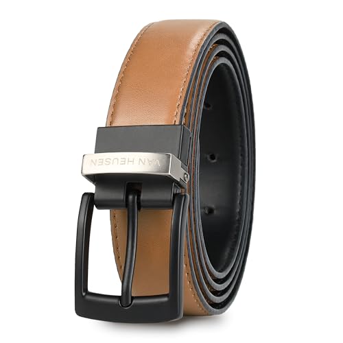 Van Heusen Mens Reversible Leather Belt, Black Brown Dress Belt for Casual or Jeans, Cut for Fit by Van Heusen - Used condition - US$12.02