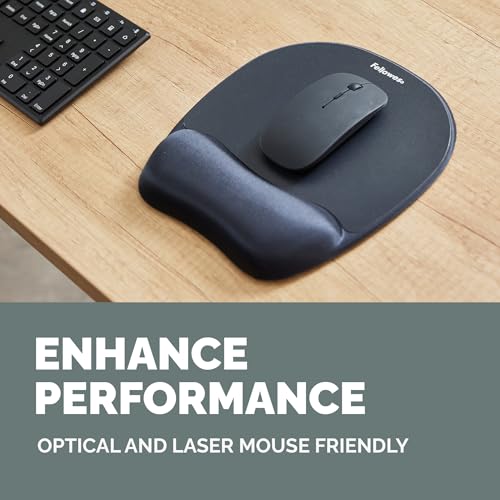 Fellowes Everyday Mousepad with Wrist Support - Ergonomic Mousepad for Computer Laptop, Ergonomic Wrist Rest - Black - Image 4