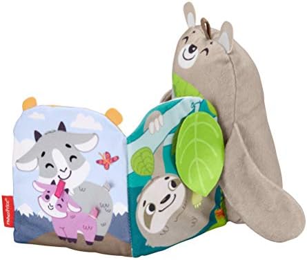 Fisher-Price Miękkie zwierzątka  Książeczka aktywizująca, milutki miś + miękka książeczka sensoryczna (lusterko i gryzaczek), dla dzieci powyżej 3 miesiąca życia, GJD37