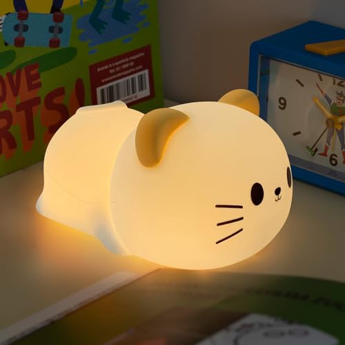 Image of Led Cute Cat Night Light, 7 Colors Dimmable Timer Bedside Lamp, Touch Control Night Lamp for Kids Adults, Used for Camping Party Room Decor (Cat)