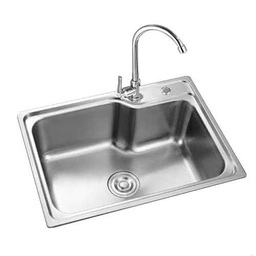 Lavello da cucina in acciaio inox, design profondo con cestello di scarico e accessori, ideale per ristorante, bagno, dispensa, bar, uso utilità