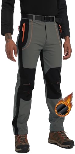 LINLANG EN Calça masculina de esqui de neve impermeável forrada com lã softshell quente ao ar livre