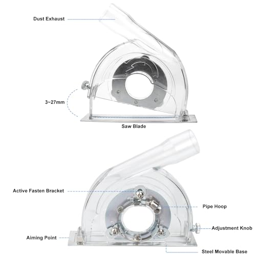 NUHFUFA 4-1/2" to 5" Angle Grinder Dust Shroud, Clear Dust Extraction Cutting Guard for 3"/4"/5" Saw Blades, Hand Grinding Cutting Wheels Cover for Home, Engineering 7 NUHFUFA 4-1/2" to 5" Angle Grinder Dust Shroud, Clear Dust Extraction Cutting Guard for 3"/4"/5" Saw Blades, Hand Grinding Cutting Wheels Cover for Home, Engineering - Image 7