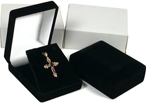 2 Necklace Pendant Gift Boxes Jewelry Displays Black