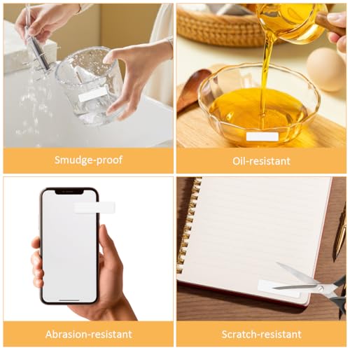 2 Rollen Etikettenband-Ersatz P21, 14 x 40 mm Weiß Thermo Etikettenband, BPA-freies 320 Stück Laminierte Büro-Etiketten Wasserfestes Thermotransfer Etikettenbands für Büro, Schule, Zuhause