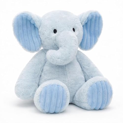 Image of ELITE CREATIONS Elephant Soft Toy 35 cm | Cute Blue Elephant Teddy Plush Toy | Soft Cuddly Stuffed Animal for Kids Boys Girls | Birthday Gift Baby Toy Room Decor