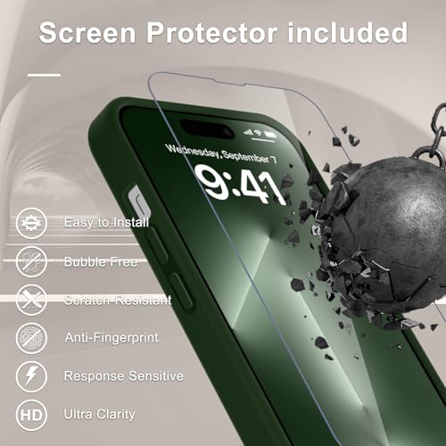 Image of YENAPOON for iPhone 14 Pro Max Case, Matte Magnetic Phone Cover [with 1 Screen Protector] [Support for MagSafe] [Shockproof Military Grade Protection] Translucent Frosted Back, Sage Green
