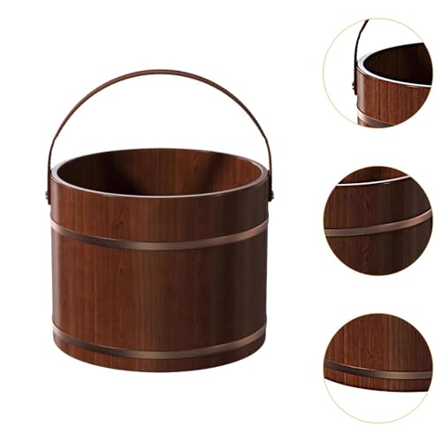 Lavabo de madera para pie con asa para spa y uso exterior miniatura 3