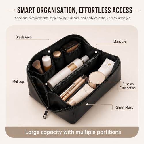 HQ Edge Makeup Pouch, 9 x 4 Inch, PU Leather and Polyester by HQ Edge - Used condition - Image 2