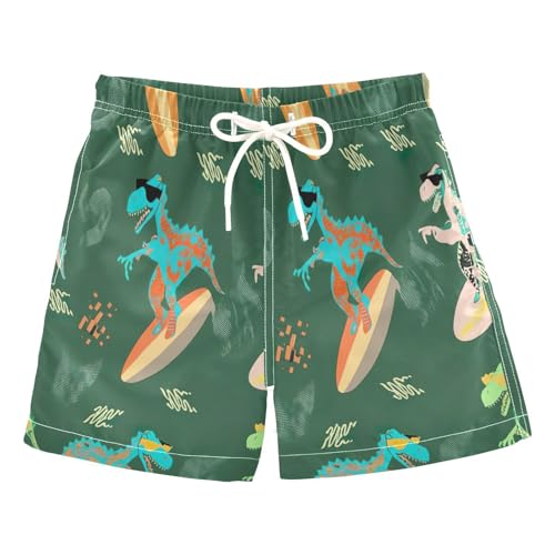RPLIFE Pantalones cortos de natación para niños, antirozaduras, 2 T, diseño de dinosaurio, Cool Dinosaur Skateboarding, 24 meses