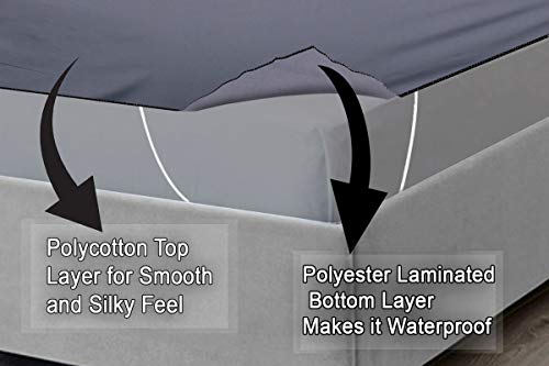Image of The Furnishing Tree Mattress Protector /Waterproof Bedsheet Size WxL 60x78 Inches Queen Size Polyester Grey