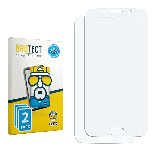 BROTECT 2 Stück Full-Cover Schutzfolie für Samsung Galaxy S6 Edge Full-Screen Bildschirmschutz-Folie [3D Curved, Anti-Fingerprint, Kristall-Klar]