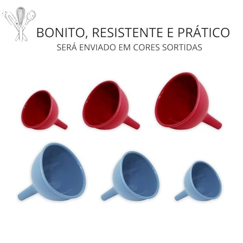 Funil de Silicone (3 Peças) Livre BPA Resistente Flexível Prático Compacto para Cozinha Com Alça par