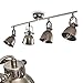 Produktbild Deckenleuchte Nanlia, längliche Deckenlampe aus Metall in Silber/Grau, 4-flammig, mit verstellbaren Strahlern, 4 x E14-Fassung, max. 40 Watt, Deckenstrahler im Retro/Vintage Design, LED geeignet