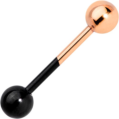 Body Candy Tongue Ring Nipplering Black Anodized Titanium Steel Two Tone Barbell Tongue