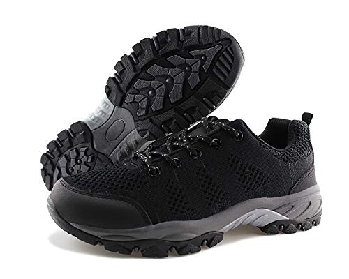 JABASIC Women Hiking Shoes Breathable Mesh Athletic Outdoor Sneakers (blk/Grey,9) - Thumbnail 4