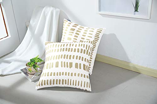 Aitliving 20X20 Metallic Gold Foil Print Throw Pillow Cover 1Pc Off White Color Linen Blend Amazulu Geometric Decorative Accent Pillow Case Cushion Shell 50X50Cm #TOP3
